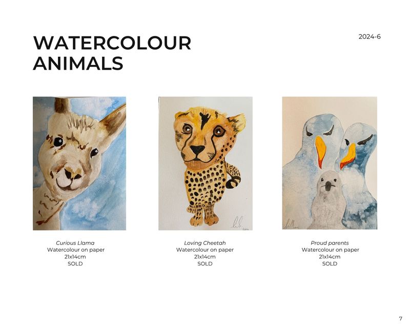 Watercolour Animals — collection opening in Monica Mills’ art catalogue